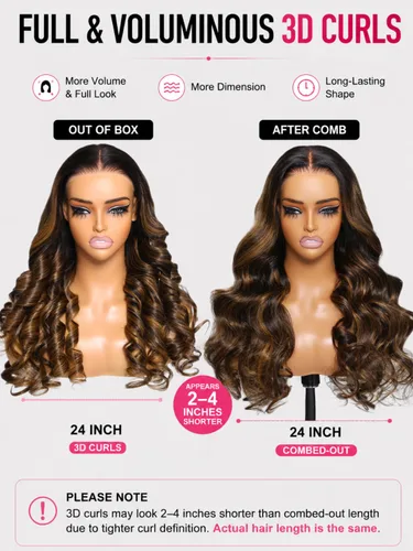 Vista 4 de UNICE Adiós a los Nudos - Peluca de onda corporal 7x5, con encaje HD frontal precortado, pelo humano con cordón elástico de tracción, balayage