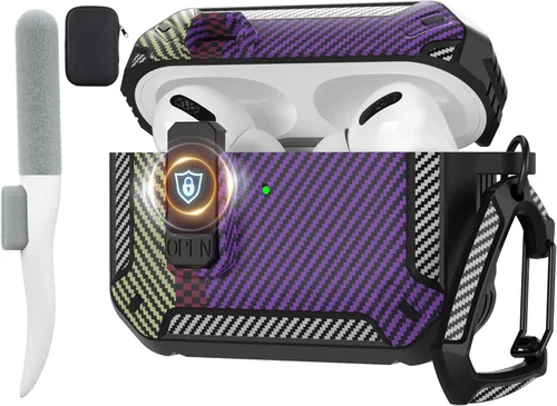 Vista 65 de Maxjoy Funda para AirPods Pro 3 2025, MagSafe compatible con bloqueo automático, funda protectora a prueba de golpes con soporte para teléfono
