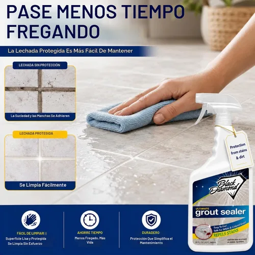 Vista 6 de SELLADOR DE LECHADA ULTIMO – Protección profesional para azulejos, piedra y lechada para duchas, pisos y salpicaderos Fácil de limpiar, repelente
