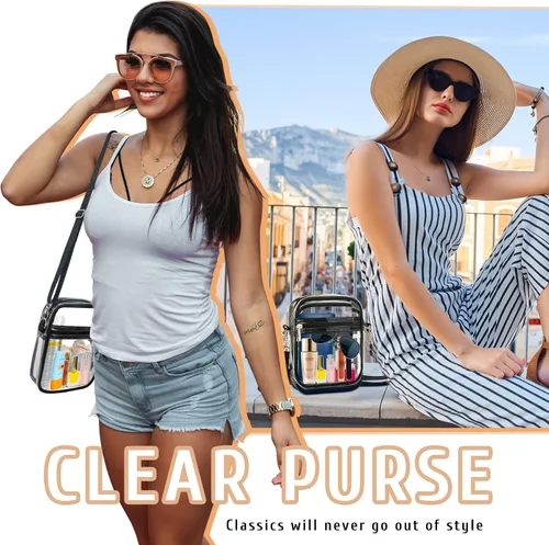 Vista 8 de LWWTBS Bolso cruzado transparente – Bolsa deportiva de concierto aprobada por estadios para mujer con correa ajustable