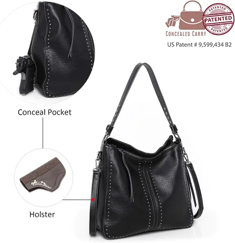 Vista 6 de Bolso bandolera grande de piel para mujer con correa cruzada y funda de quita y pon