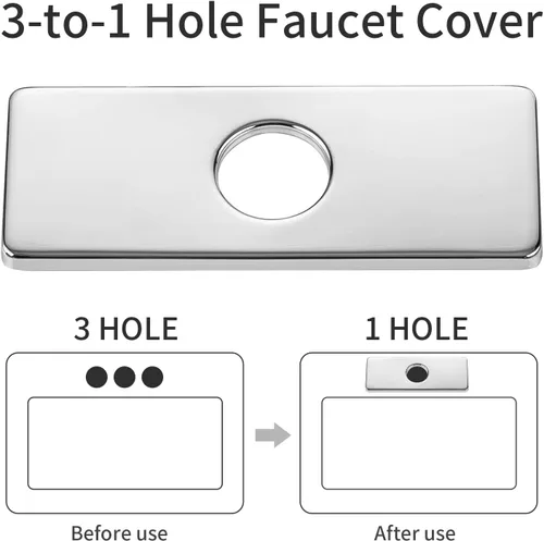 Vista 5 de KAIYING - Placa de cubierta para grifo de baño, placa de escudo de cubierta de orificio para fregadero Universal 6 Inch Rectangle Cover Plate