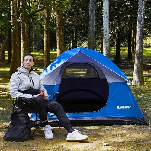 Vista 2 de Tienda de campaña impermeable para 2/3/4 personas para camping, ligera y fácil de instalar, tienda de campaña para senderismo al aire libre, tienda