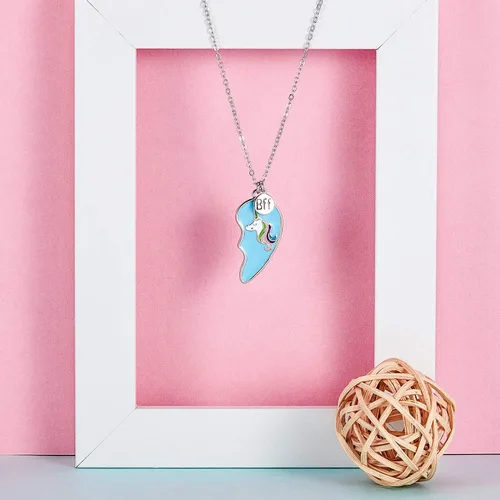 Vista 3 de Collar de amistad con medio corazón para mujeres, hombres, amigos, regalos de cumpleaños de 2 piezas