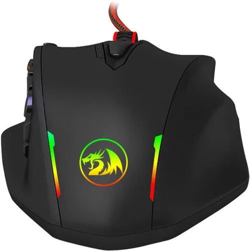 Vista 5 de Redragon M908 12400 DPI Impact MMO Mouse para juegos con 18 botones programables, cartucho de ajuste de peso, 12 botones laterales