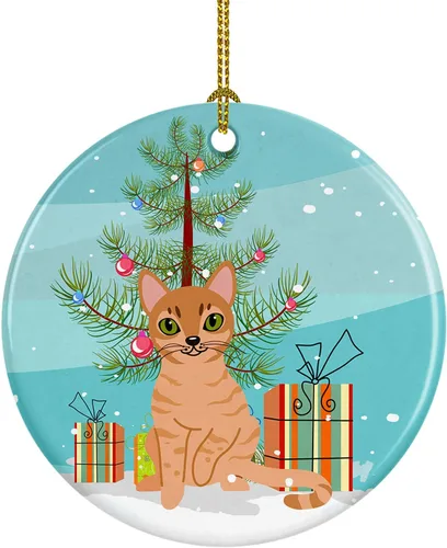 Vista 10 de Caroline's Treasures Árbol de Navidad de gato asiático, adorno de cerámica para colgar en el árbol de Navidad, decoración para el hogar, Navidad
