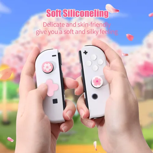 Vista 5 de Tapas de agarre para el pulgar, bonitos agarres para Nintendo Switch, funda de silicona suave compatible con Nintendo SwitchSwitch OLEDSwitch Lite
