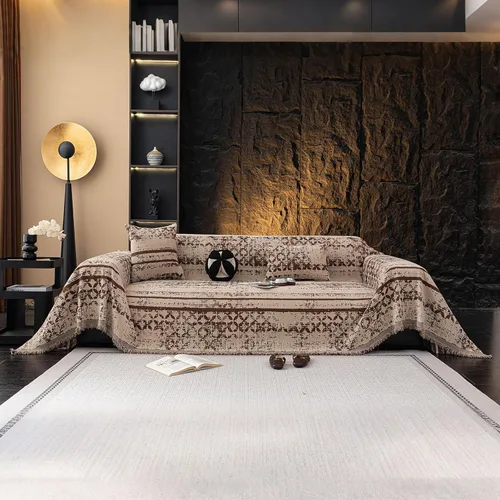 Vista 33 de VClife Boho Small Loveseat Cover Thick Soft Chenille Couch Cover for Dog 001# Caqui