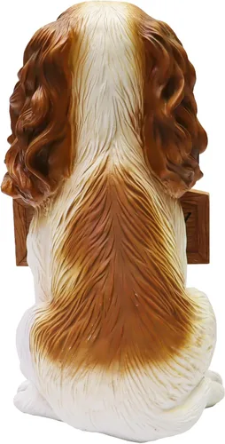 Vista 2 de Nature's Mark Estatua de cachorro de perro Cocker Spaniel con letrero de bienvenida reversible y letrero de marcha de resina, decoración de jardín