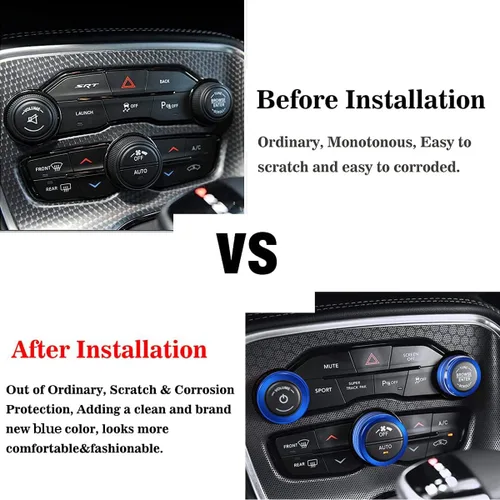 Vista 7 de Auprite Cubiertas de perilla de control de clima para Dodge Challenger/Charger 2015-2023, para Chrysler 300 300s 2015-2022 2023