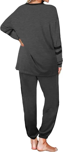 Vista 86 de Aloodor conjunto deportivo de 2 piezas para mujer, con sudadera con cuello redondo, sin botones