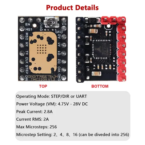 Vista 7 de BIGTREETECH TMC2209 V1.3 UART controlador de motor paso a paso 2.8A Peak Stepstick controlador silencioso para Manta M8P, Octopus V1.1, Octopus Pro
