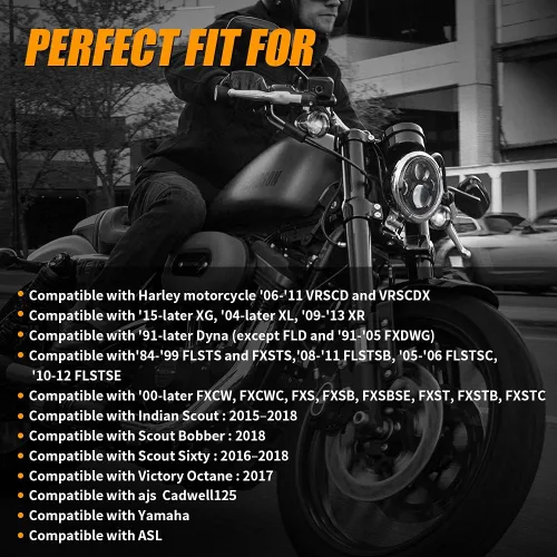 Vista 5 de 5-3/4 5.75 pulgadas LED faro delantero de motocicleta compatible con Harley Davidson Sportster Dyna Low Rider Street Bob lron 883 1200 Softail Wide
