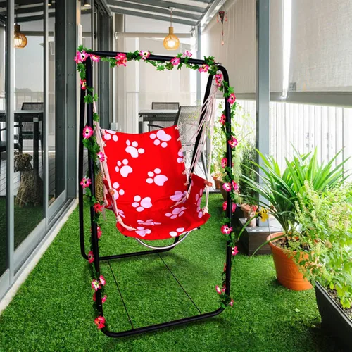 Vista 7 de Soporte para silla de hamaca, soporte de hamaca de acero resistente, soporte de columpio resistente multiusos para jardín al aire libre, patio