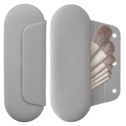 Vista 28 de AGIKET Soporte de silicona para brochas de maquillaje, bolsa de cosméticos de viaje: soporte suave y portátil para brochas cosméticas faciales