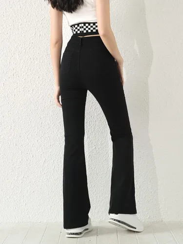 Vista 2 de SOLY HUX Girl's Flare Bell Bottom Jeans High Waisted Zipper Fly Stretch Bootcut Denim Pants