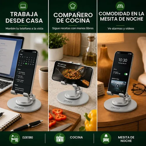 Vista 9 de Uncaged Ergonomics Adjustable/Foldable Swivel Phone Stand for Desk (Silver)