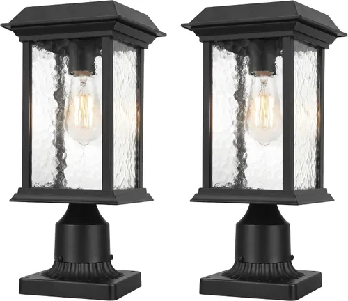Vista 8 de Beionxii A272W-1PK - Lámpara de pared exterior de 14 pulgadas para el patio de la casa, aluminio fundido negro con cristal de agua