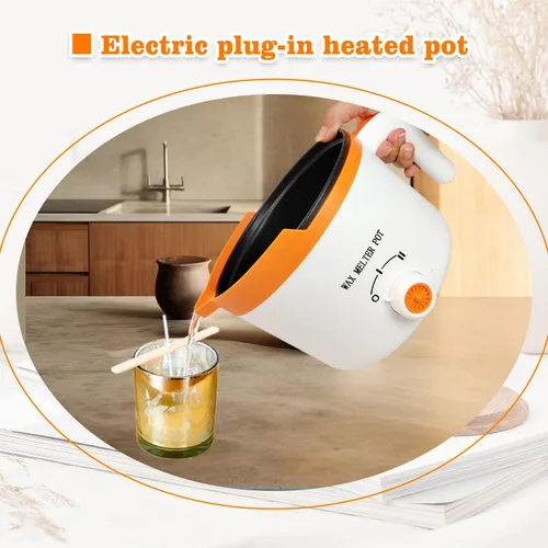 Vista 7 de WcoDusak - Olla de cera para velas con boquilla y termómetro para hacer velas Works Well With Soy, Beeswax, Gel And Paraffin Wax. Reliable Heating