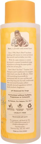 Vista 10 de Champú 2 en 1 Burts Bees para perrito, no irrita los ojos, paquete de de 1