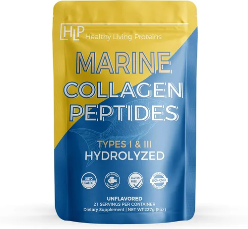 Vista 3 de Healthy Living Proteins Péptidos marinos de colágeno tipo 1 y 111 0.98 onzas de proteína de pescado, pescado silvestre de origen natural, sin