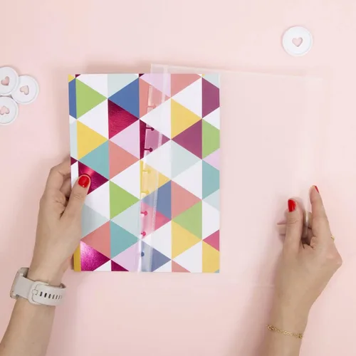 Vista 4 de Craftelier - Fundas de plástico transparente para la parte delantera y trasera troqueladas para crear carpetas de disco personalizadas de 9 anillas