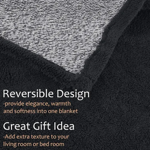 Vista 3 de Manta de punto Sherpa súper suave y acogedora con forro polar de felpa para entrenador y cama de 50 x 60 pulgadas, reversible, cálida para todas