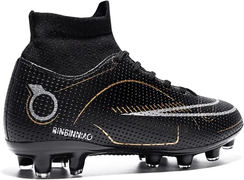 Vista 4 de Tacos de fútbol para niños y niñas, zapatos de entrenamiento de fútbol para exteriores e interiores, zapatos de césped atlético