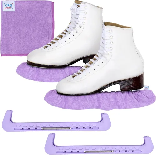 Vista 11 de CRS Cross - Juego de regalo de protectores de patines sobre hielo, guardas de tela y toallas, cubiertas suaves para cuchillas de patinaje artístico