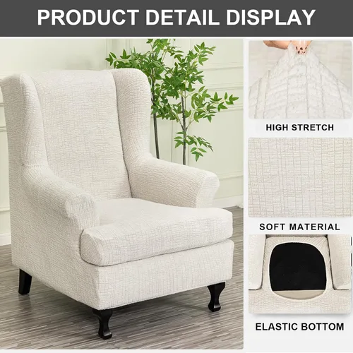 Vista 69 de Eco-Ancheng Funda para silla Wingback, 2 piezas, respaldo de ala, fundas de elastano para sillón con respaldo de ala, fundas para sillón con parte