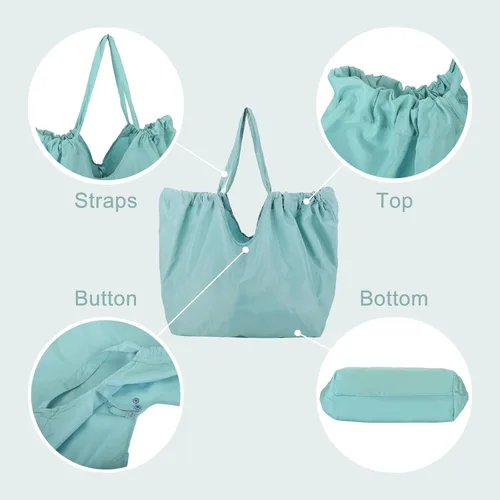 Vista 4 de Bolsa de comestibles reutilizable, impermeable, plegable, de gran capacidad, bolsa de compras portátil lavable para gimnasio, picnic, campamento