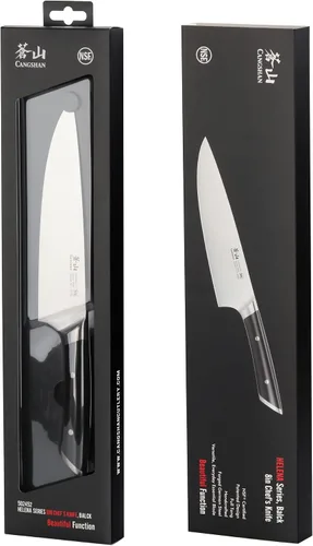 Vista 7 de Cangshan HELENA Series Cuchillo de chef forjado de acero alemán (negro, 8 pulgadas)