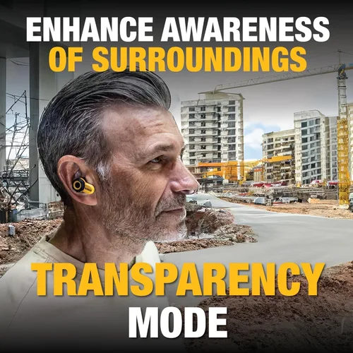 Vista 7 de DEWALT Auriculares Pro X2 ANC True Wireless de Bluetooth para sitios de trabajo de servicio pesado, auriculares de trabajo con cancelación activa
