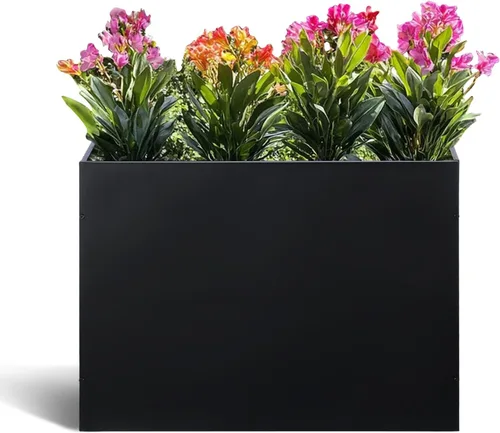 Vista 8 de BAYN Macetero Cuadrado de Metal Maceteros Altos para Plantas de Exterior Moderno Resistente con Agujeros de Drenaje para Exterior Interior Patio