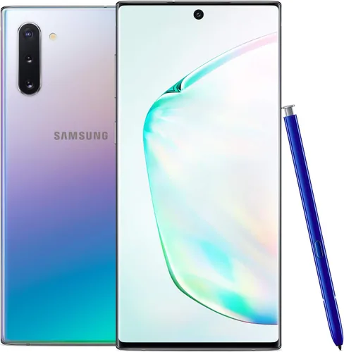Vista 2 de Samsung Galaxy Note 10, Aura Glow, 256GB Note10, desbloqueado de fábrica, teléfono celular, garantía estadounidense, brillo Aura (plata)
