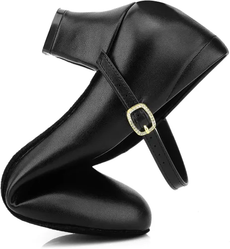 Vista 7 de Zapatos de tacón de baile de salsa con correa de tobillo para mujer