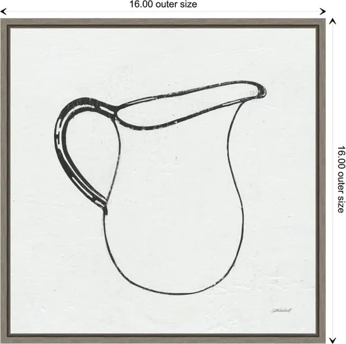 Vista 4 de Amanti Art Lienzo enmarcado para pared, diseño de jarra retro (cocina) por Kathrine Lovell (16 pulgadas de ancho x 16 pulgadas de alto), marco