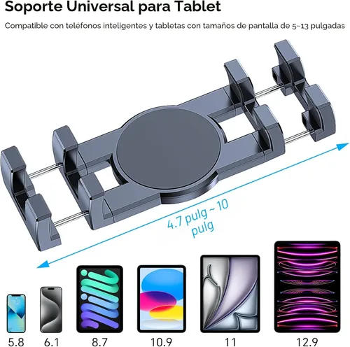 Vista 7 de Soporte para tablet para coche, soporte para iPad para coche【Parabrisas+Salpicadero】Ventosa para iPad para camión Soporte【360° 】Soporte para tablet