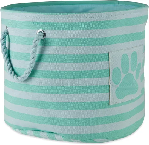 Vista 9 de Bone Dry - Cesta de almacenamiento para mascotas, diseño de parche de pata rayado, aguamarina, rectángulo pequeño