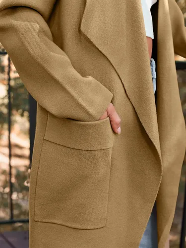 Vista 5 de LILLUSORY Cárdigans elegantes de gran tamaño para mujer, abrigo largo de punto Coatigans 2024, abrigo de invierno ligero para otoño