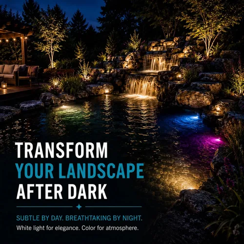 Vista 5 de HALF OFF PONDS LumiNight Iluminación para estanques y paisajes - Luz LED de roca de 1,5 vatios Luz de roca LED blanca cálida
