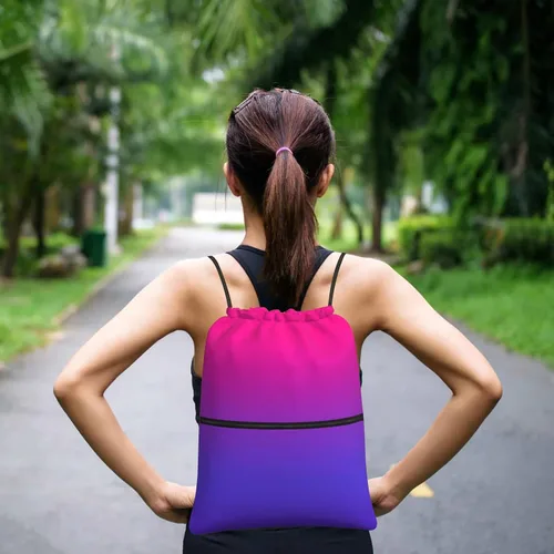Vista 2 de Mochila deportiva con cordón ajustable, duradera, impermeable, ligera, para hombres y mujeres, Gradiente, Mochilas Tradicionales