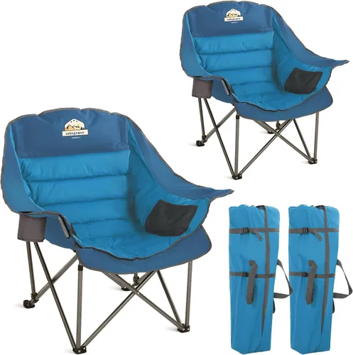 Vista 9 de Colegence Juego de 2 Sillas de Camping Acolchadas XL de Gran Tamaño, Sillas de Césped Anchas de Servicio Pesado, Soportan 450 LBS, Silla de Camping