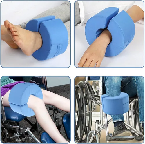 Vista 4 de 2 almohadas de elevación de pies, cojín de espuma azul para tobillo y mano, estabilizador de almohada de elevación de piernas con talón de tobillo
