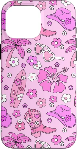 Vista 18 de iPhone 16 Coastal Cowgirl Estética Rosa Cowgirl Hat Cowboy Boots Boho Case