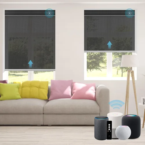 Vista 33 de SmartWings Persianas Enrollables Inteligentes Motorizadas con Filtro de Luz, Persianas Eléctricas con Control Remoto para Ventanas Compatibles