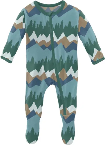 Vista 12 de KicKee Print Footies with Zipper, Super Soft One-Piece Jammies, Sleepwear for Babies and Kids Resumen Prismático Primavera