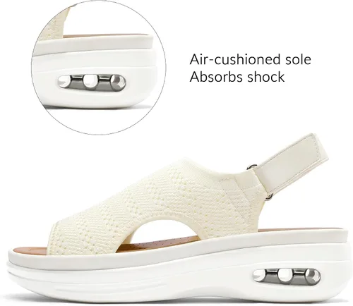 Vista 3 de mysoft Sandalias cómodas para caminar con amortiguación de aire para mujer, zapatos de plataforma de punto transpirable
