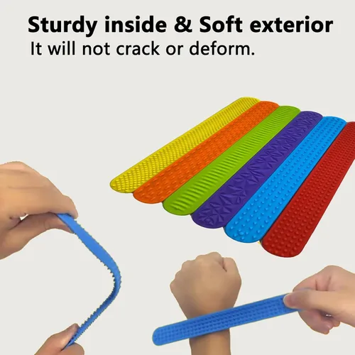 Vista 7 de Paquete de 6 juguetes para ansiedad, pulseras para autismo, juguete sensorial calmante para necesidades especiales, juguetes sensoriales de silicona