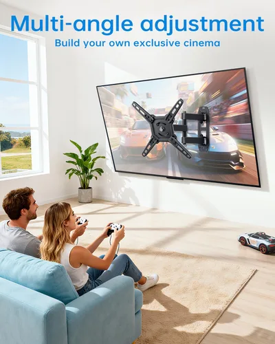 Vista 7 de Soporte de pared para monitor de TV giratorio de movimiento completo para televisores de 13 a 43 pulgadas, brazos articulados, rotación de extensión
